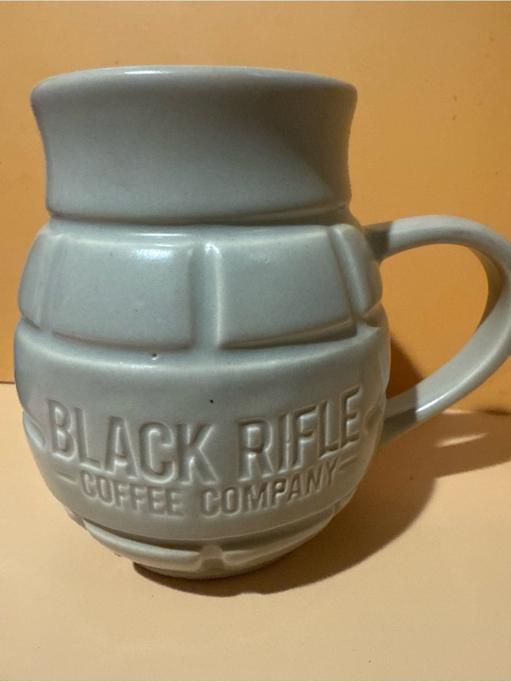 Black Rifle Coffee Gray Ceramic Mug - Grenade Style